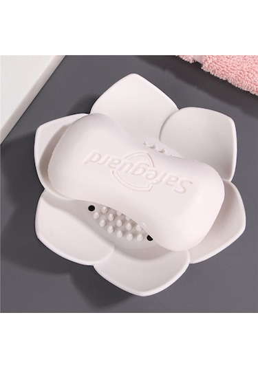 Lotus Desenli Sabun Ve Sünger Tutacağı Silikon Gri Su Giderli Lotus Şekilli Şık Katı Sabunluk Diğer