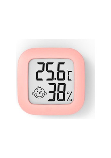 Jzcat Mini Gülen Yüz Elektronik Termohigrometre-pembe