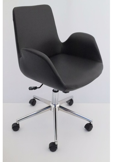 Hava Siyah Deri Ofis Çalışma Koltuğu