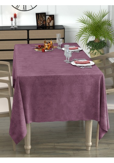Daily Series Kadife Dokulu Gül Kurusu Rengi Masa Örtüsü Gül Kurusu