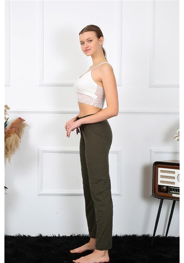 Akbeniz Kadın Pamuklu Alt Pijama 27464 - L Haki