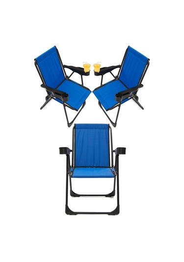 Silva 3 Adet Kamp Sandalyesi Bardaklıklı - Mavi