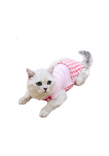 Hombey Yumuşak Modalı Kedi Ameliyat Sonrası Giysi - Yara Koruması, Tıraş Sonrası Isı Sağlama, Emzik Kesme Dönemi Stresi Azaltma - Pembe S