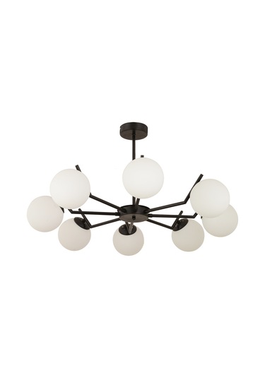 Sara 8Li Siyah Beyaz Camlı Modern Genç Odası Yemek Masası Üstü Retro Salon Avize