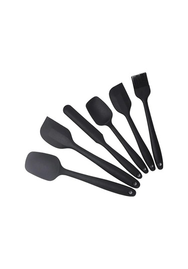 Siyah Wıkhostar 6 Parça Silikon Spatula Seti Gıda Sınıfı Yapışmaz Isıya Dayanıklı Spatula Turner Pişirme Pişirme Karıştırma Pişirme Araçları