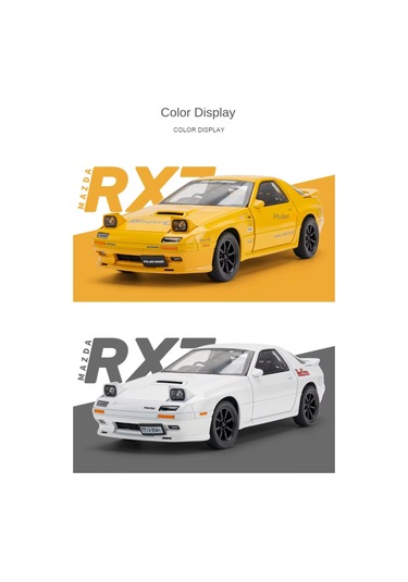 Ranyeek Mazda Rx7-fc 1:24 Orta Boy Model Araba - Sarı, Metal Kasa, Işıklı-sesli, Açılabilir Kapılar, Geri Çek Ve Sürüş Fonksiyonu Gümüş