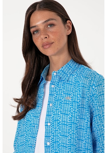 U.s. Polo Assn. Kadın Kobalt Gömlek Desenli 50306433-vr077 Kobalt