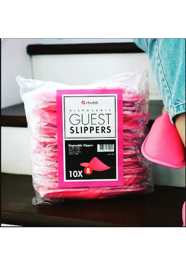 Otel Terlik Tek Kullanımlık Havlu Pembe 10'lu Çift