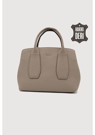 Hakiki Deri Kadın El Çantası Vizon Smr9226 Vizon