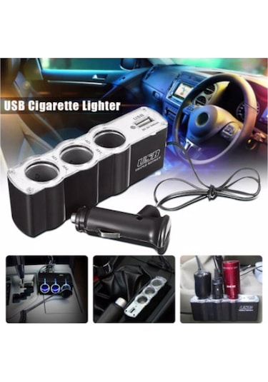 Eraks Car Accesorıes Araç Oto Çakmak Çoğaltıcı 3 Port+1 Usb