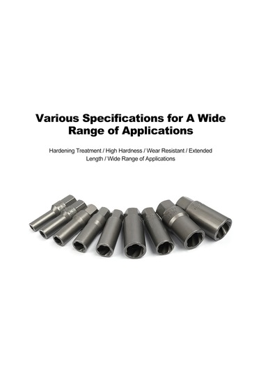 Symbee 7'li Krom Molibden Çelik Somun Sökücü Seti - 3/8" 65mm Uzun Boy, Paslı Ve Hasarlı Vidalar İçin