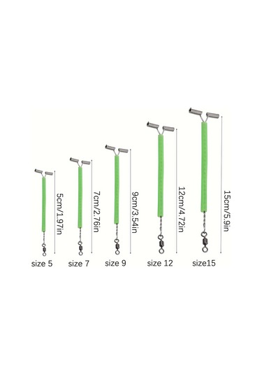 50 Adet Kızdırma Uçlu Yem Hatları - Döner Fırdöndülü T Şekilli Dengeli Kol Konektörleri - 5mm
