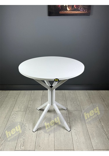 Pars 2 Kişilik Yuvarlak Mutfak Yemek Masası Takımı 2+1 Beyaz Kazayağı Kumaş 70 Cm Beyaz-kazayağı