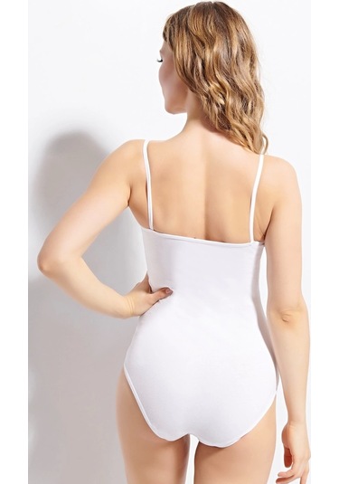 Kolcu Bayan Likralı İp Askılı Atlet-beyaz Beyaz