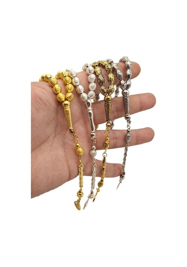 Han Ticarethane 4 Lü Altın Gümüş Benzetme Metal Tesbih Seti