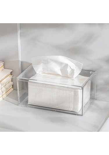 Geeroyoo Akrilik Materyal Transparan Dizaynlı Ev Ofis Mutfak Kullanıma Uygun Dikdörtgen Tüp Havlu Kutusu Organizatör