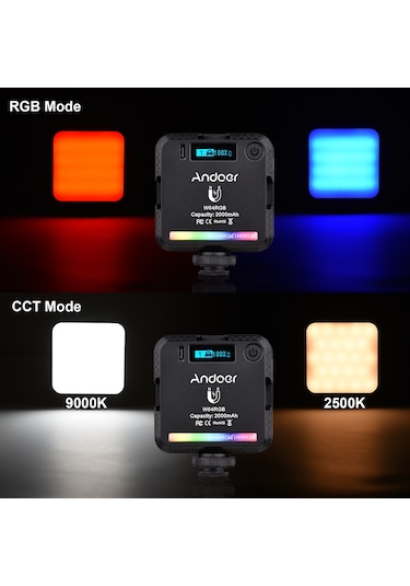 Andoer W64rgb Mini Cep Telefonu Klipsli Rgb Video Işığı Siyah Siyah