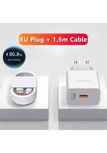 Prosperlink 66w Süper Hızlı Şarj Cihazı C Tipi Kablo Huawei Mate/p50/nova/onur Serisi Blackdistribütör Garantili