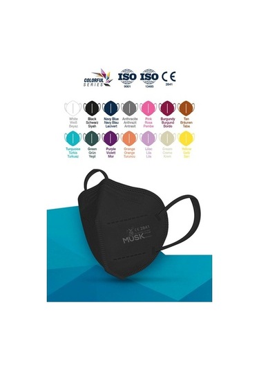 Musk Ffp2 Maske 50 Adett ( Gri,Siyah,Beyaz,Lacivert,Pembe)