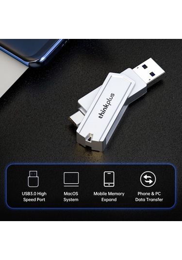 Yaozixa Thinkplus Tpcu301plus 32gb Çift Portlu Usb 3.0+type-c Bellek: Telefon-bilgisayar Uyumlu, Çelik Kasa, Plug&play