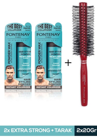Fontenay Saç Şekillendirici Pudra Toz Wax Mat Effect Mavı 20gr X2 + 1018 Tarak'ı 3'lü Set