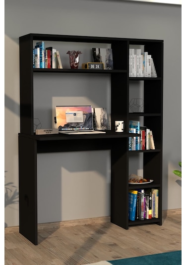Moonlife Moonlife Duru Kitaplıklı Çalışma Masası Siyah