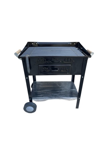 Acn Kömürlü Mangal 35 X 60 Cm Kalın 3 Mm Lama Izgaralı Siyah