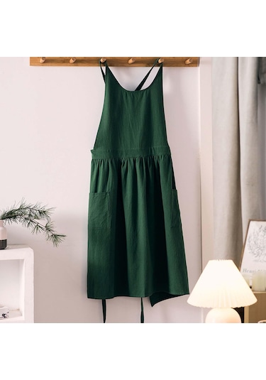 Homyl Pamuklu Mutfak Önlüğü Şef Makinede Yıkanabilir Kolsuz Yeşil