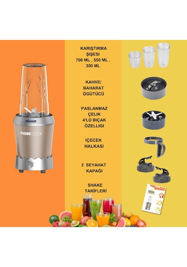 Tigrecook Nutrishake EK-2305 3 in 11000W Kişisel Smoothie Blender