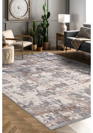 Notteo Modern Halı Yumuşak Dokulu, Dokuma Tabanlı, 7 Mm İnce Form, Dayanıklı Bej