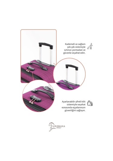 Büyük Boy 4 Teker Kumaş Valiz Pembe 1081 Pembe