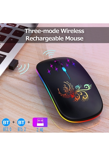 Lemestar Optik Kablosuz Sessiz Fare - 2.4g+bt3.0+bt5.2 Üç Mod, Ergonomik Tasarım, 500mah Şarj Edilebilir Pil, Beyaz Optik