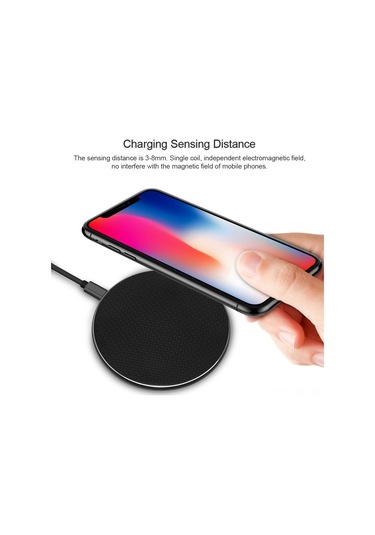 Xiyyadms S110 Siyah Kablosuz Şarj Aleti, 10w Hızlı Şarj, Qi Protokolü, İphone Ve Samsung Uyumlu, Ultra İnce Tasarım