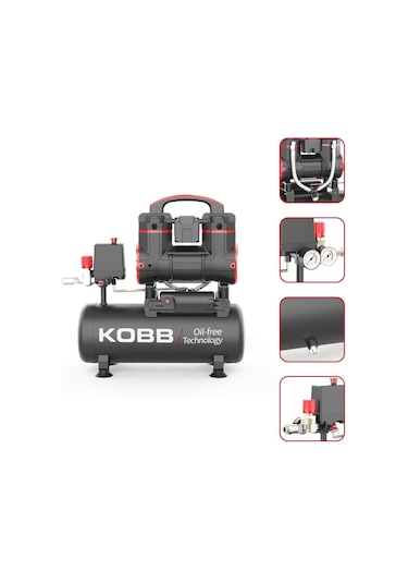Kobb KBK8S 1.2 Hp 8 L 8 Bar Yağsız Sessiz Taşınabilir Hava Kompresörü
