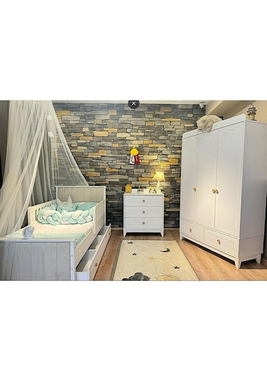 Efor 3 Kapılı Dolap, Bebek Ve Genç Odası Dolap Beyaz