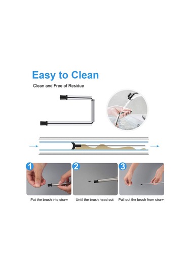 Qingmipy Katlanabilir Paslanmaz Çelik İçecek Pipeti - Taşınabilir, Yeniden Kullanılabilir, Pratik Saklama Kutusu İle Mavi