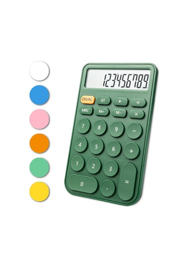 Aubyhe 12-bit Ekranlı Mini Hesap Makinesi, 2+ Yıl Uzun Kullanim Süresi, Kaymaz Önleme Tabanlı, Otomatik Kapanma, Ofis Ve Öğrenci İçin Yeşil