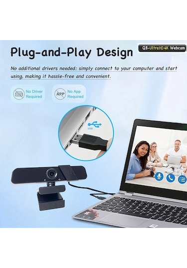 Dashanshop Exhqdr 1080p Full Hd Manuel Odaklı Usb Web Kamerası 120 Geniş Açı Lens, Privacy Cover Ve Tripod Uyumlu