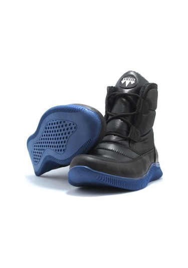 KHIONES MAVİ TABAN SİYAH BAĞCIKLI ERKEK KAR BOTU Siyah