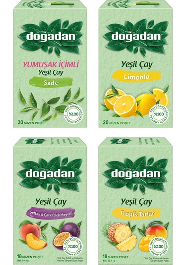 Doğadan Yeşil Çay Bardak Poşet 20 Li 4 Lü Karma Paket