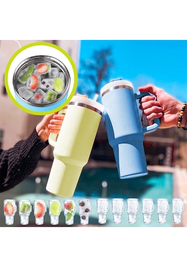 Sones Stanley Silikon Buz Bölmesi Büyük Kapasiteli Kapaklı Buz Kalıbı İçin, Stil: Bardak Yeşil Diğer