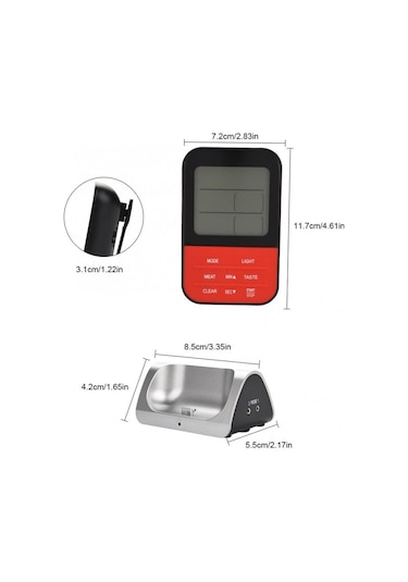 Sones Çift Prob Sensörlü Zamanlayıcılı Lcd Dijital Gıda Termometresi Siyah