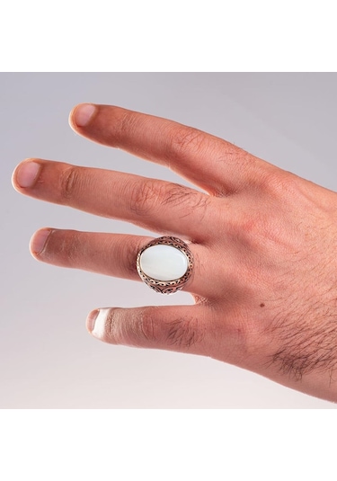 925 Ayar Gümüş Sedef Taşlı Erkek Yüzük