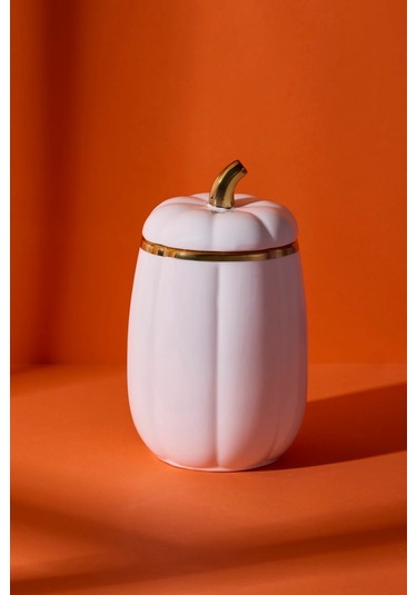 Kabak Porselen M Kapaklı Kavanoz 18x11 Cm Beyaz