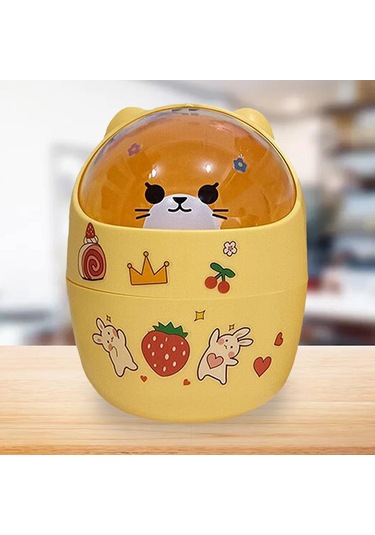 Suntek Mini Çöp Kutusu Ev Kalemlik Sepeti Minik Konteyner Sarı Ayı Sarı