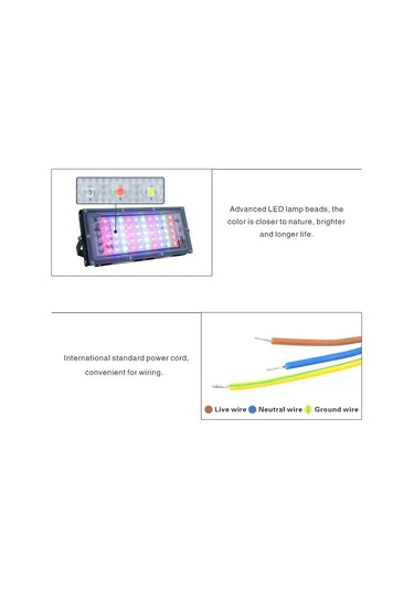 Yaozixa Rgb Led Projeksiyon Lambası 50w Dış Mekan Aydınlatması Kumanda Kontrollü 220-240v Toz Ve Nem Koruma RGB