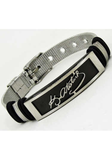 Atatürk İmzalı Kemer Kordon Çelik Bileklik scb22