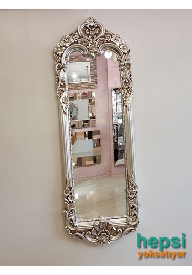 Klasik Model Gümüş Renk Varaklı Boy Aynası Gümüş