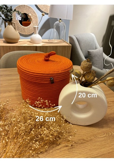 Victor Çok Amaçlı Düzenleyici Kapaklı Sepet,kapaklı Saksılık,kapaklı Organizer 26-20, Küçük Boy Turuncu