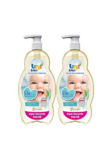 Uni Baby Bebek Saç Ve Vücut Şampuanı 900ml Klasik Pompalı 2li